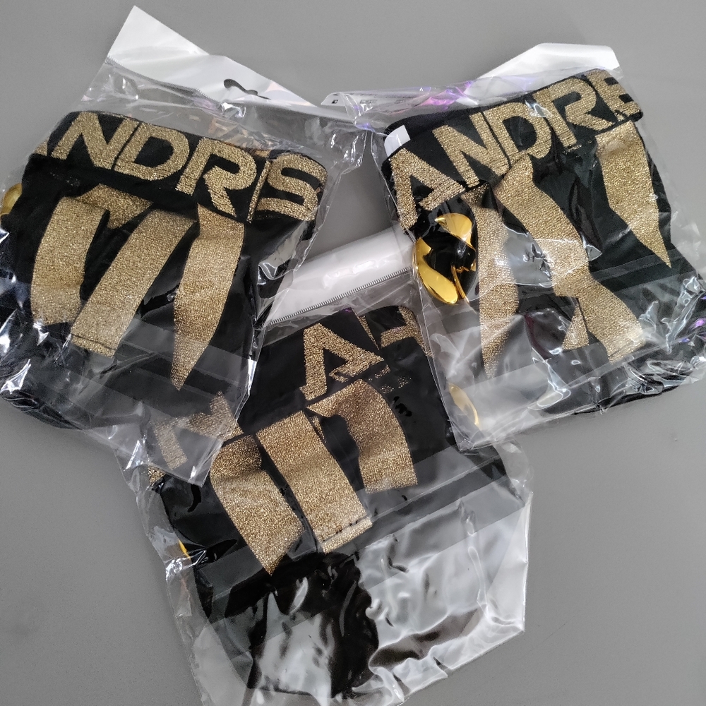 Andrew Christian jock Small Chains of Love latex look black gold SML NWT - Picture 8 of 9